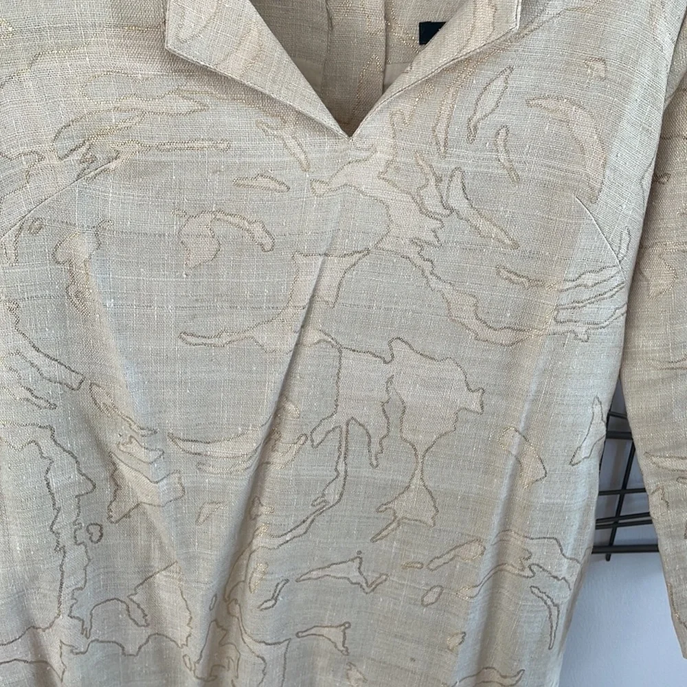 Vintage J.Crew beige tan gold linen silk office career church old money dress 0